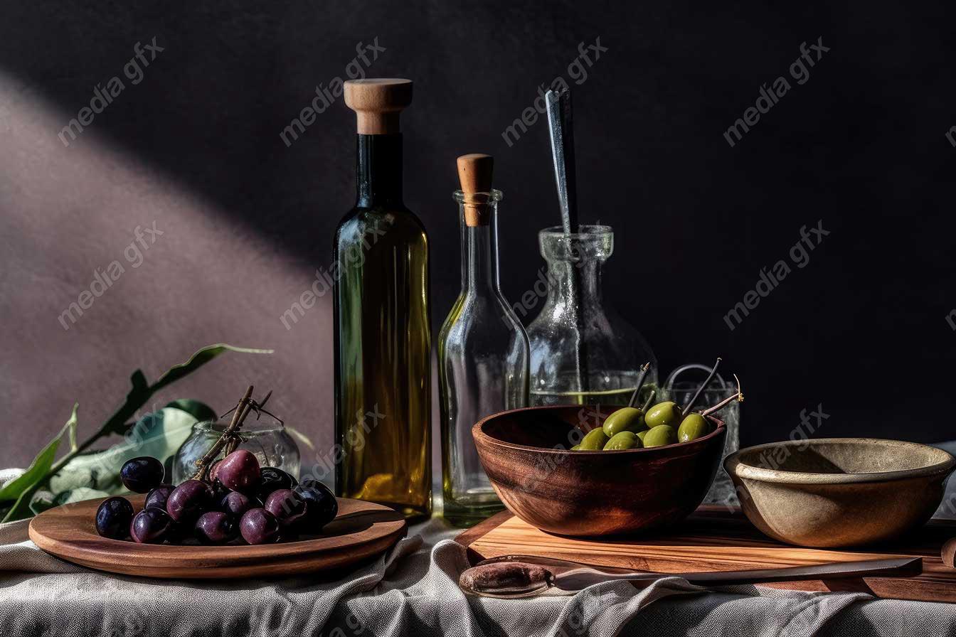 عکس با کیفیت زیتون و روغن زیتون MJ000874