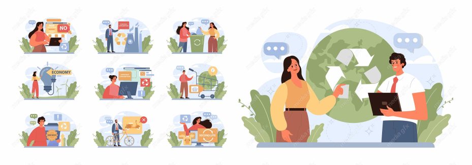 وکتور صرفه جویی، بازیافت و احترم به محیط زیست MV001005