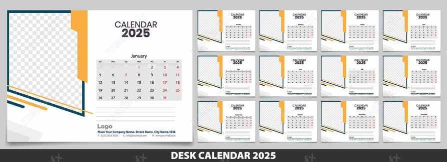 دانلود رایگان وکتور طرح لایه باز تقویم رومیزی سال 2025 میلادی MV001017