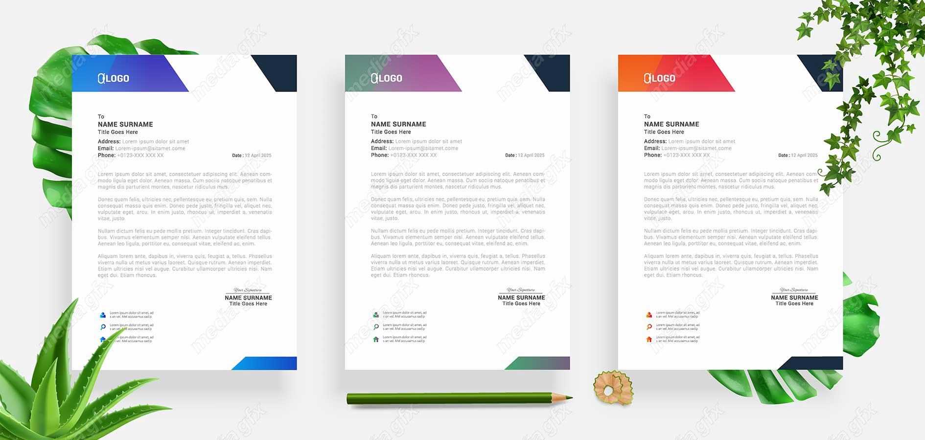 دانلود رایگان وکتور طرح سربرگ و پابرگ اداری شیک و زیبا MV001044