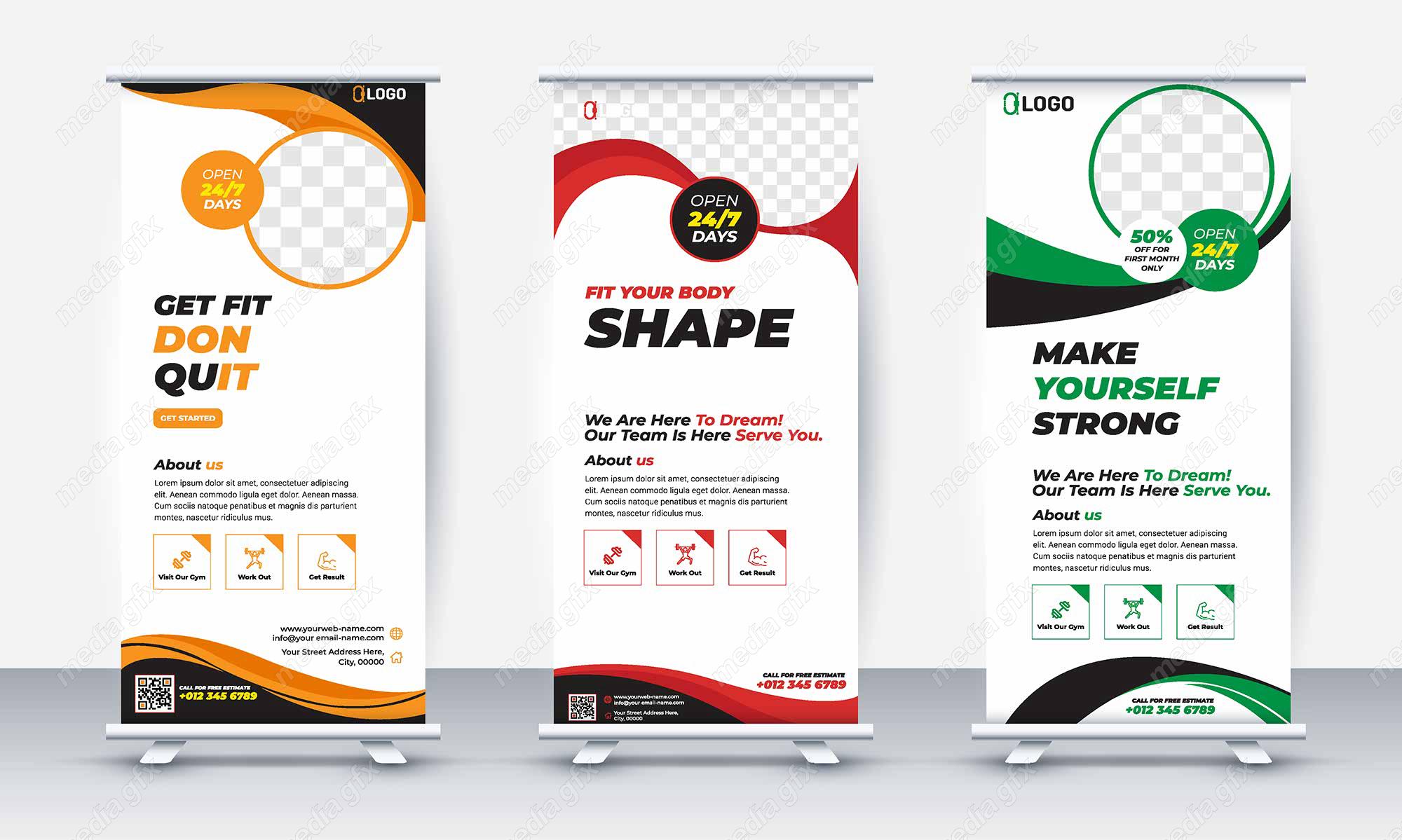 وکتور طرح استند تبلیغاتی شیک و رسمی باشگاه MV001095