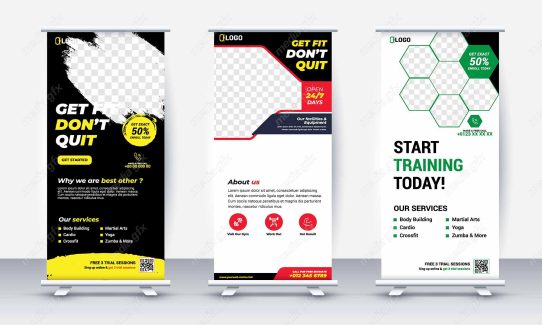 وکتور طرح استند تبلیغاتی شیک و رسمی باشگاه MV001110