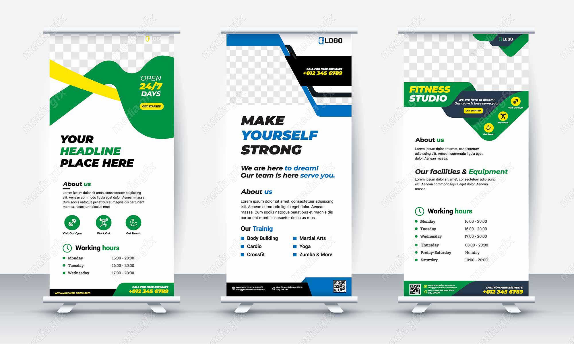 وکتور طرح استند تبلیغاتی شیک و رسمی باشگاه MV001113