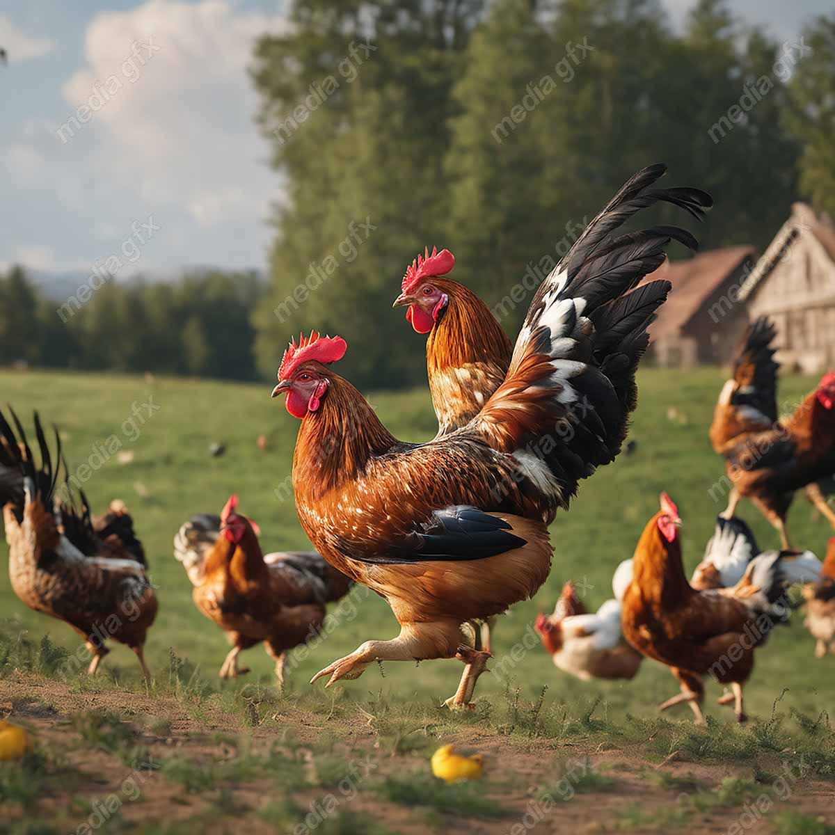 عکس با کیفیت مرغ و خروس در مزرعه MV001403