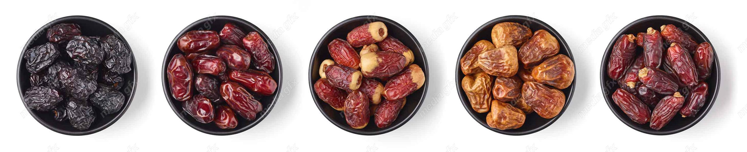 عکس با کیفیت خرمای تازه و خرما خشک پس زمینه سفید MJ001454