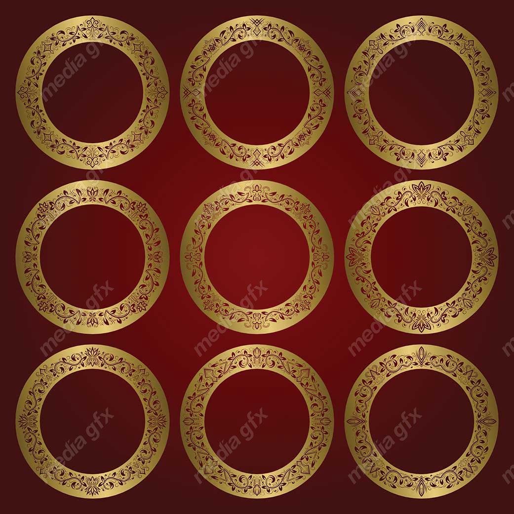 وکتور فریم و کادر و حاشیه اسلیمی طلایی MV001459