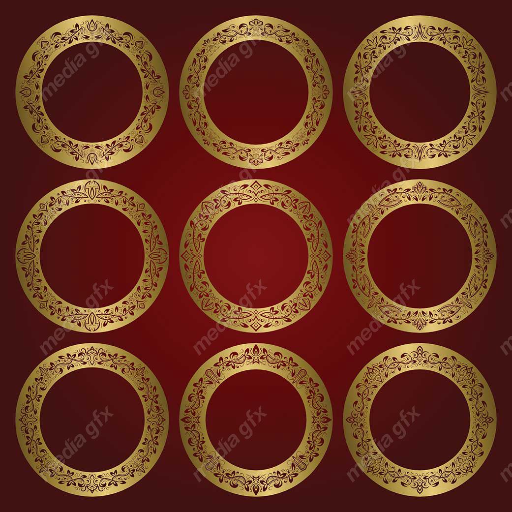 وکتور فریم و کادر و حاشیه اسلیمی طلایی MV001460