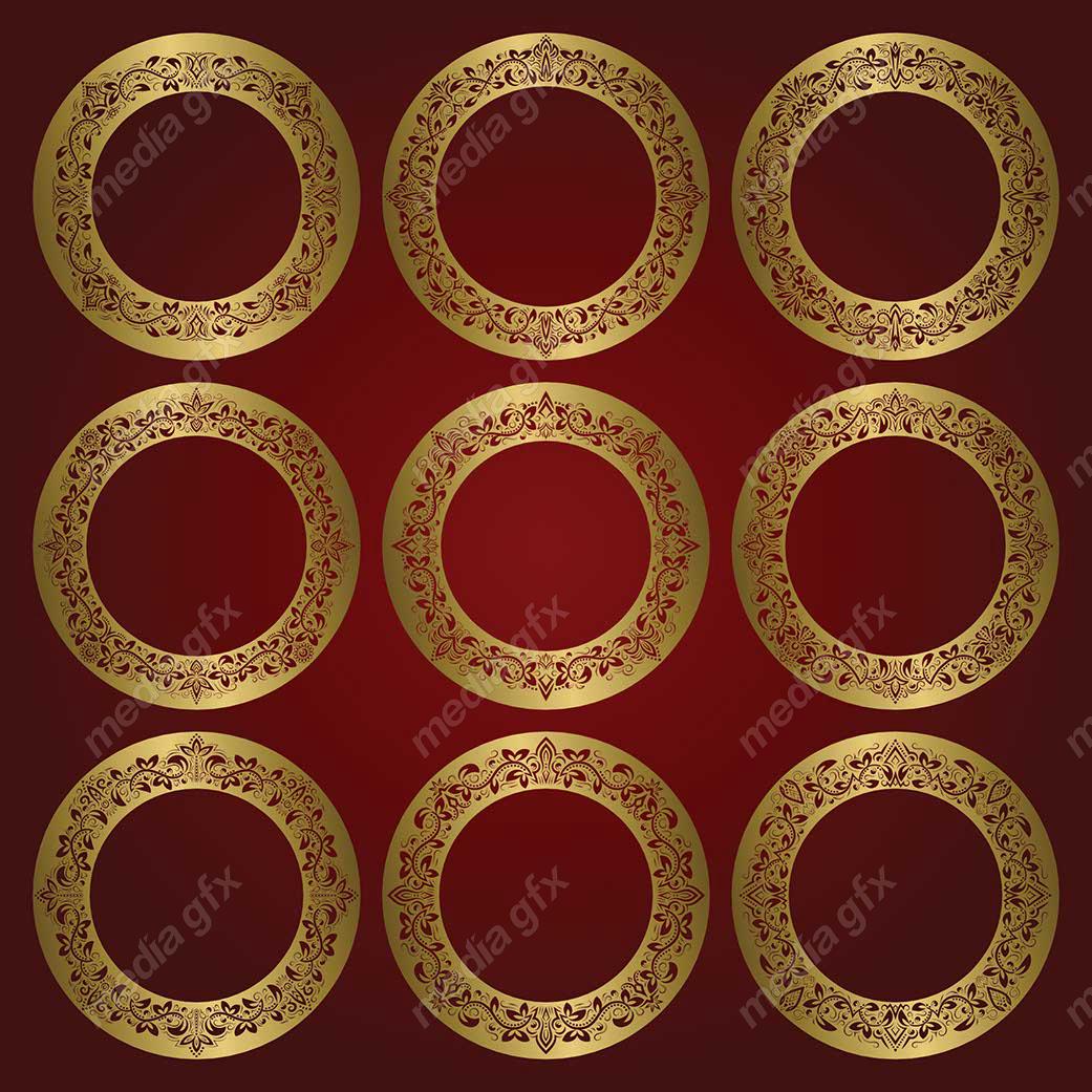 وکتور فریم و کادر و حاشیه اسلیمی طلایی MV001462
