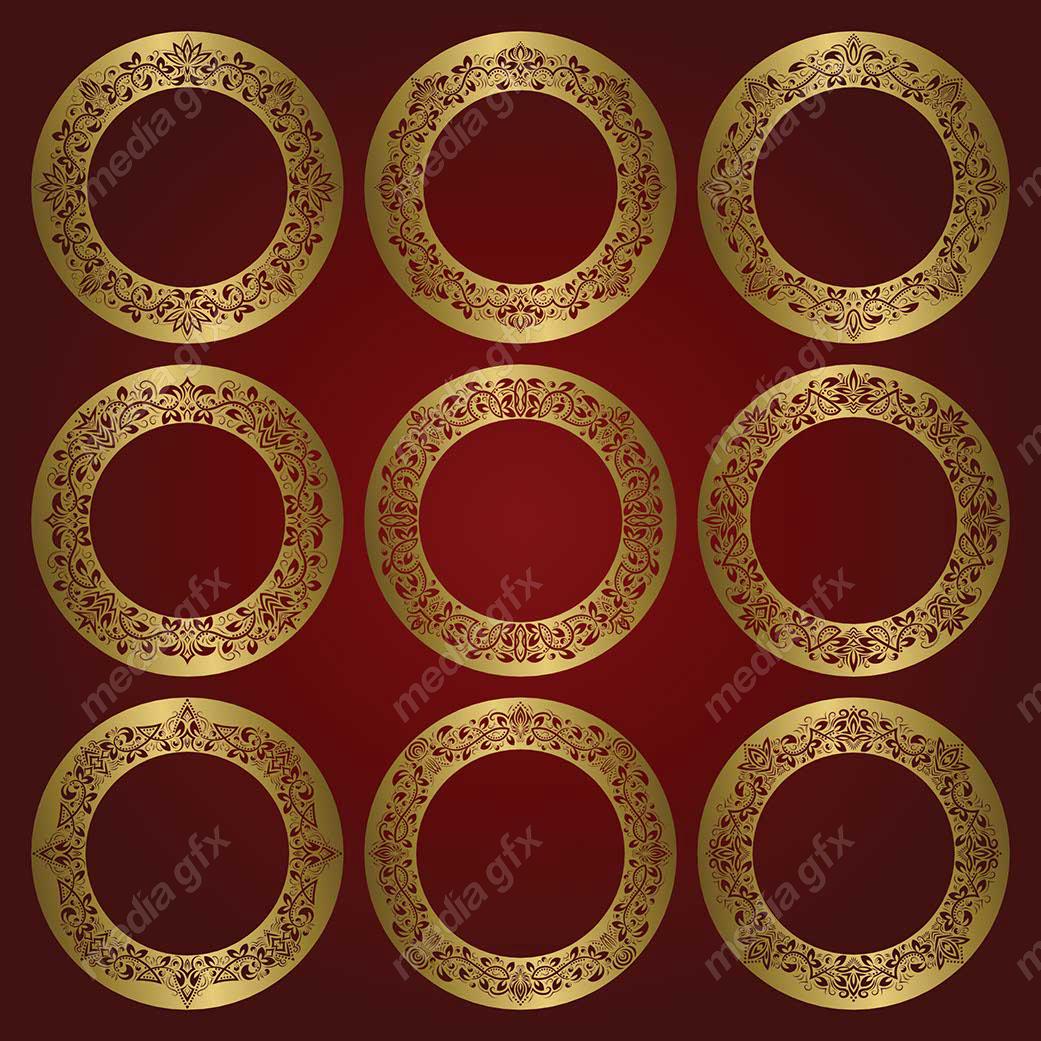 وکتور فریم و کادر و حاشیه اسلیمی طلایی MV001463