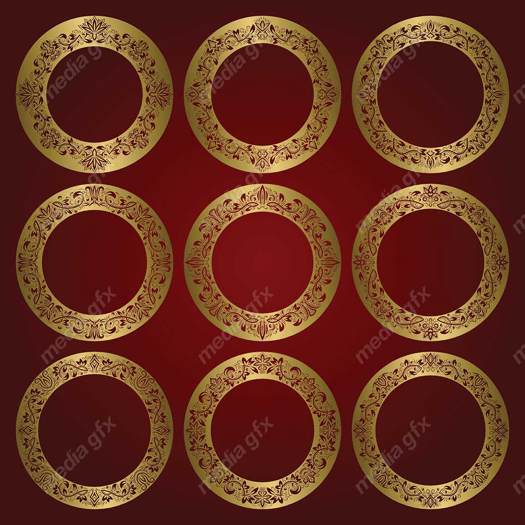 وکتور فریم و کادر و حاشیه اسلیمی طلایی MV001465