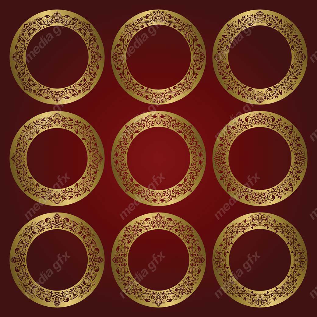 وکتور فریم و کادر و حاشیه اسلیمی طلایی MV001466