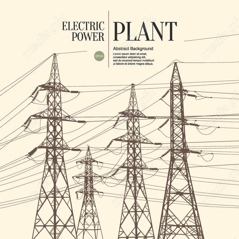 وکتور دکل برق فشار قوی و نیرو گاه برق و توربین MV001545