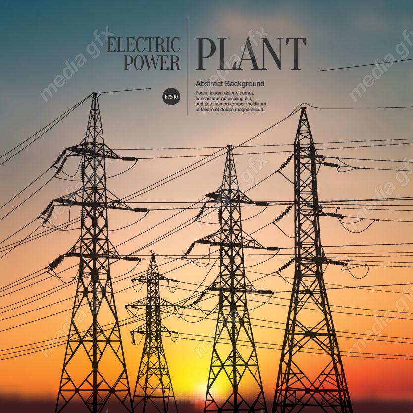 وکتور دکل برق فشار قوی و نیرو گاه برق و توربین MV001546