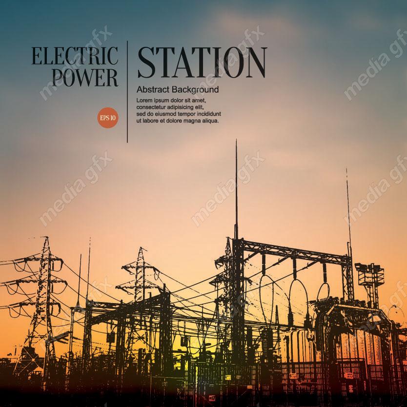 وکتور دکل برق فشار قوی و نیرو گاه برق و توربین MV001548