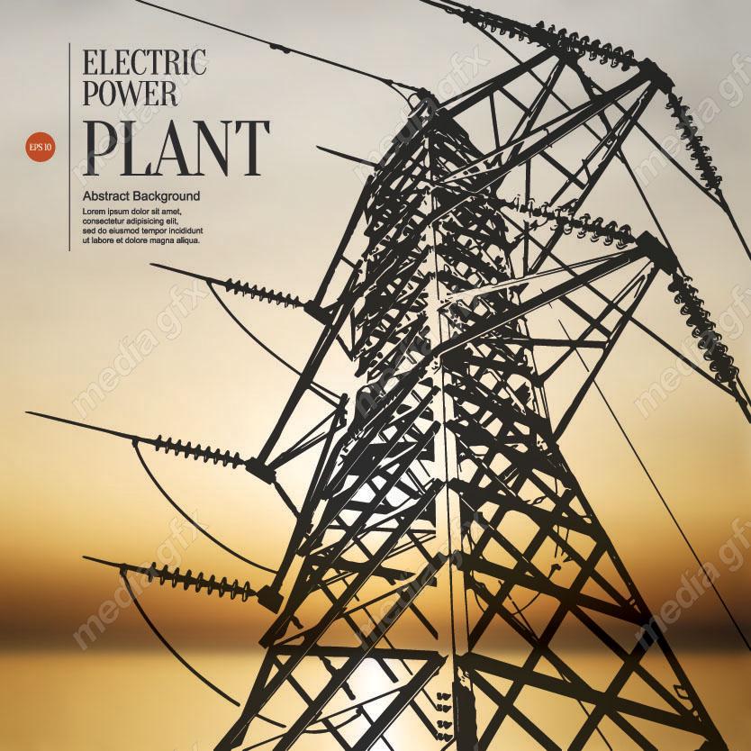 وکتور دکل برق فشار قوی و نیرو گاه برق و توربین MV001551