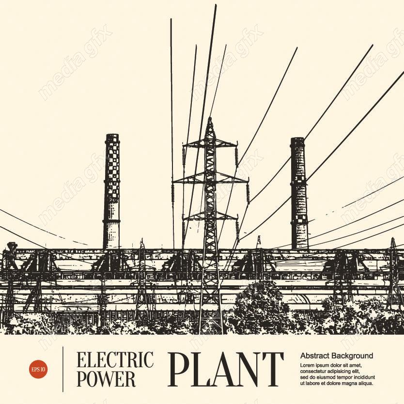 وکتور دکل برق فشار قوی و نیرو گاه برق و توربین MV001556
