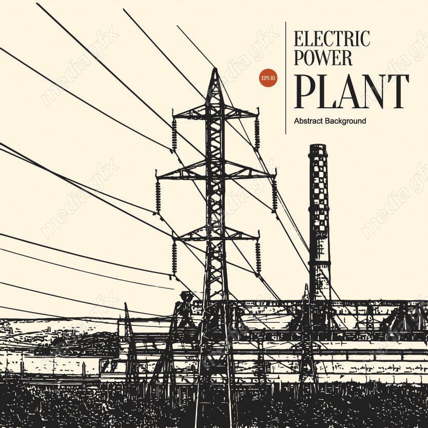 وکتور دکل برق فشار قوی و نیرو گاه برق و توربین MV001560