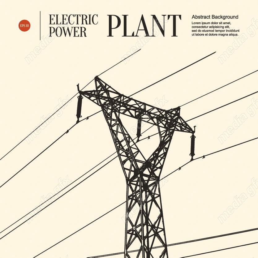 وکتور دکل برق فشار قوی و نیرو گاه برق و توربین MV001561