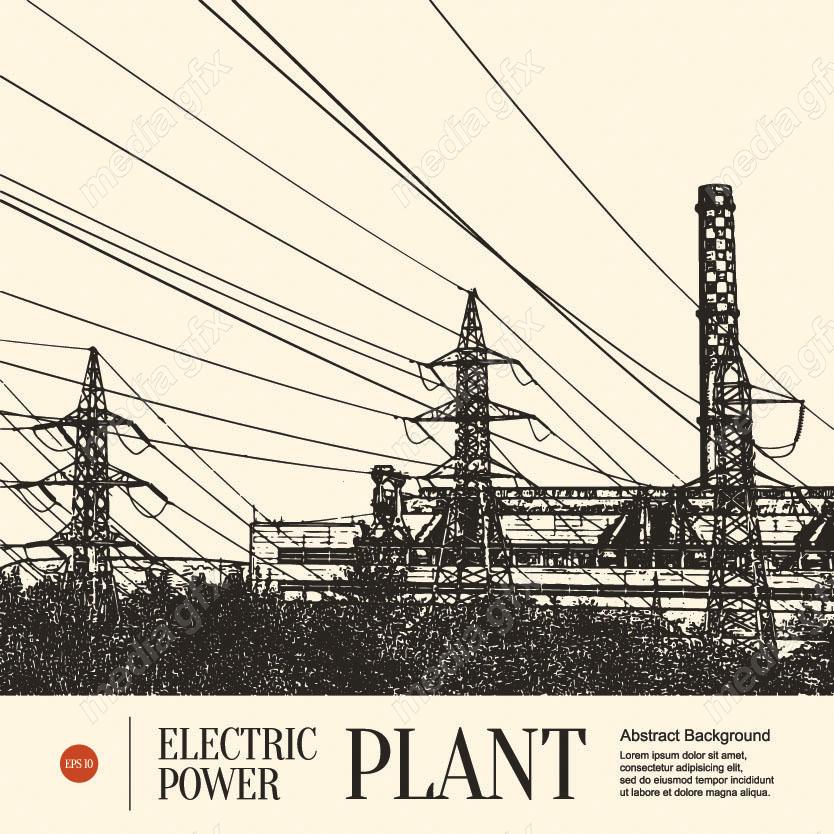 وکتور دکل برق فشار قوی و نیرو گاه برق و توربین MV001563