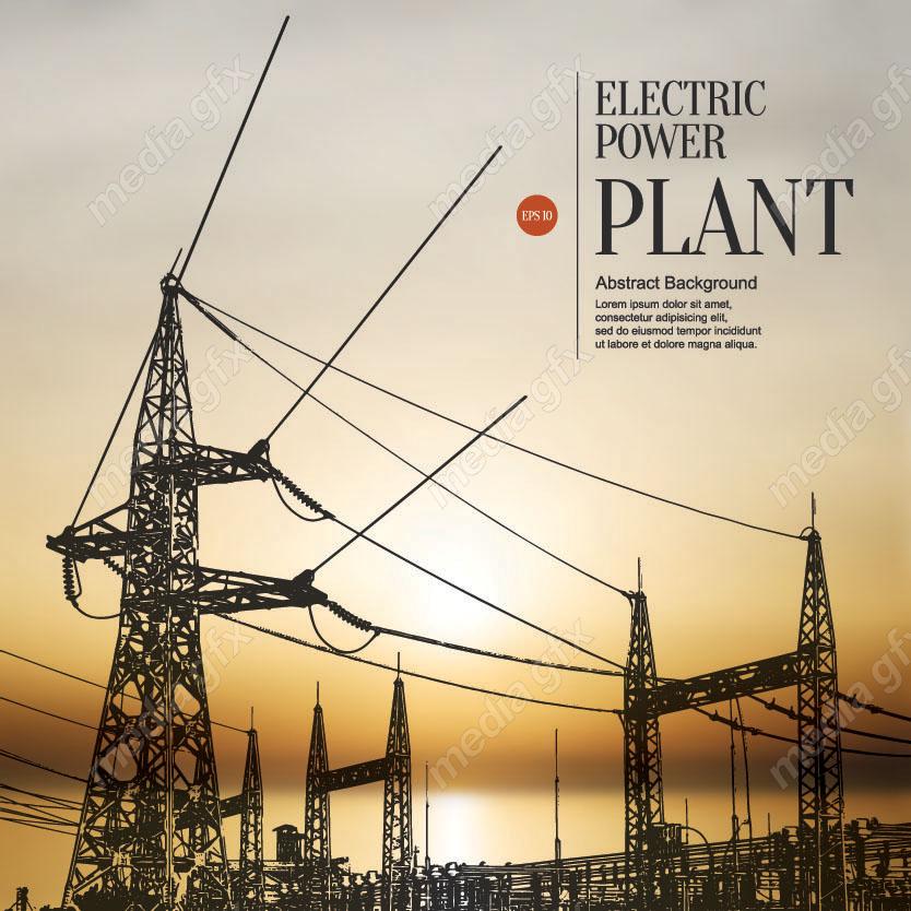 وکتور دکل برق فشار قوی و نیرو گاه برق و توربین MV001564