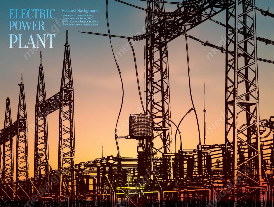 وکتور دکل برق فشار قوی و نیرو گاه برق و توربین MV001565