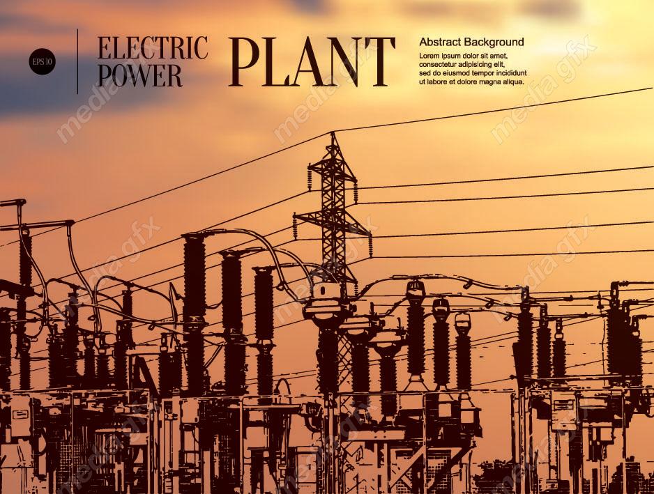 وکتور دکل برق فشار قوی و نیرو گاه برق و توربین MV001566