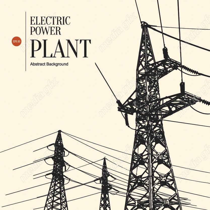 وکتور دکل برق فشار قوی و نیرو گاه برق و توربین MV001567