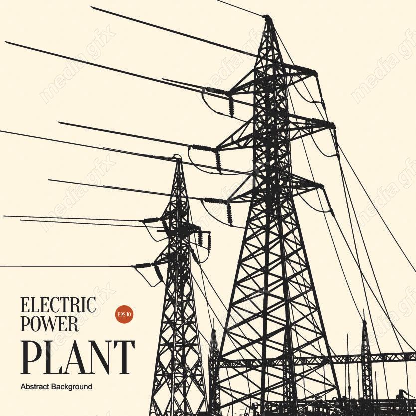 وکتور دکل برق فشار قوی و نیرو گاه برق و توربین MV001568