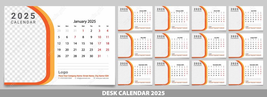 وکتور تمپلیت تقویم رومیزی سال 2025 میلادی MV001591