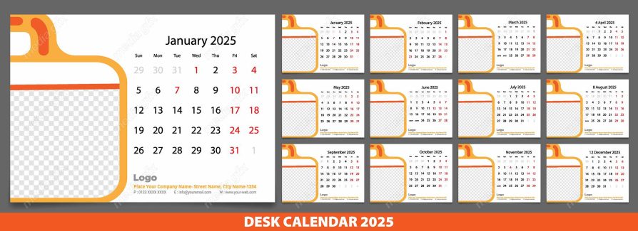 وکتور تمپلیت تقویم رومیزی سال 2025 میلادی MV001592