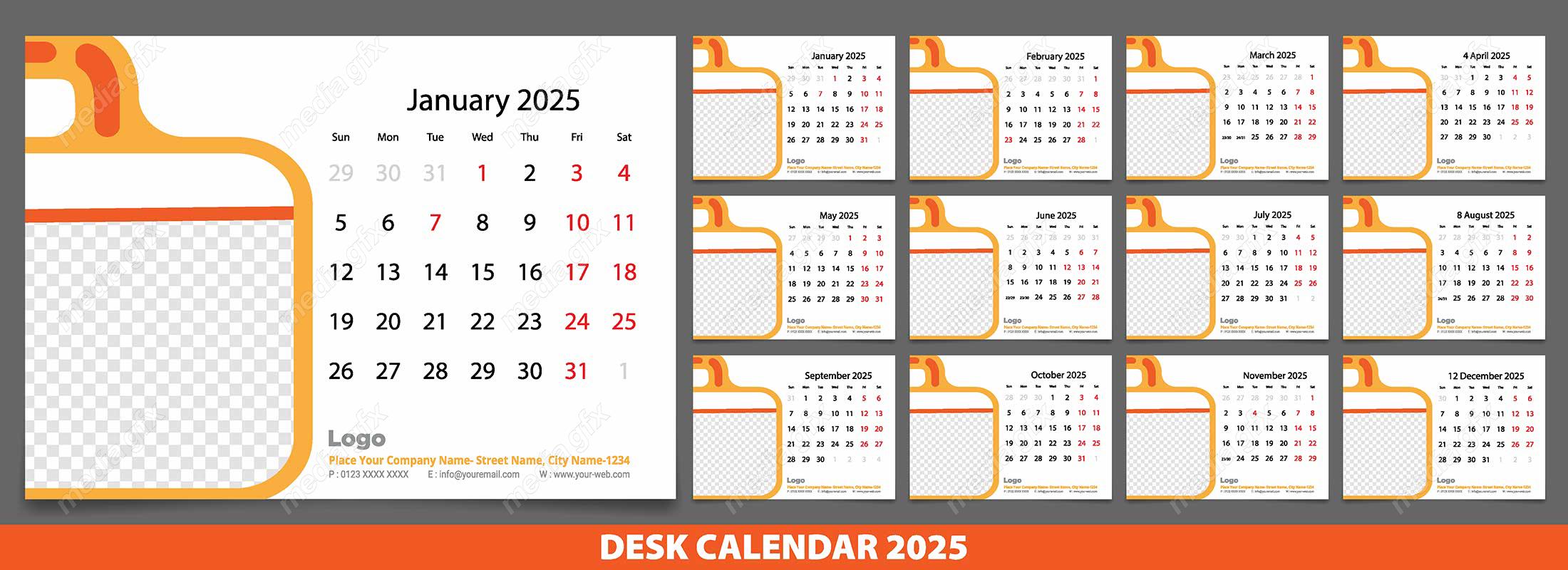 وکتور تمپلیت تقویم رومیزی سال 2025 میلادی MV001592