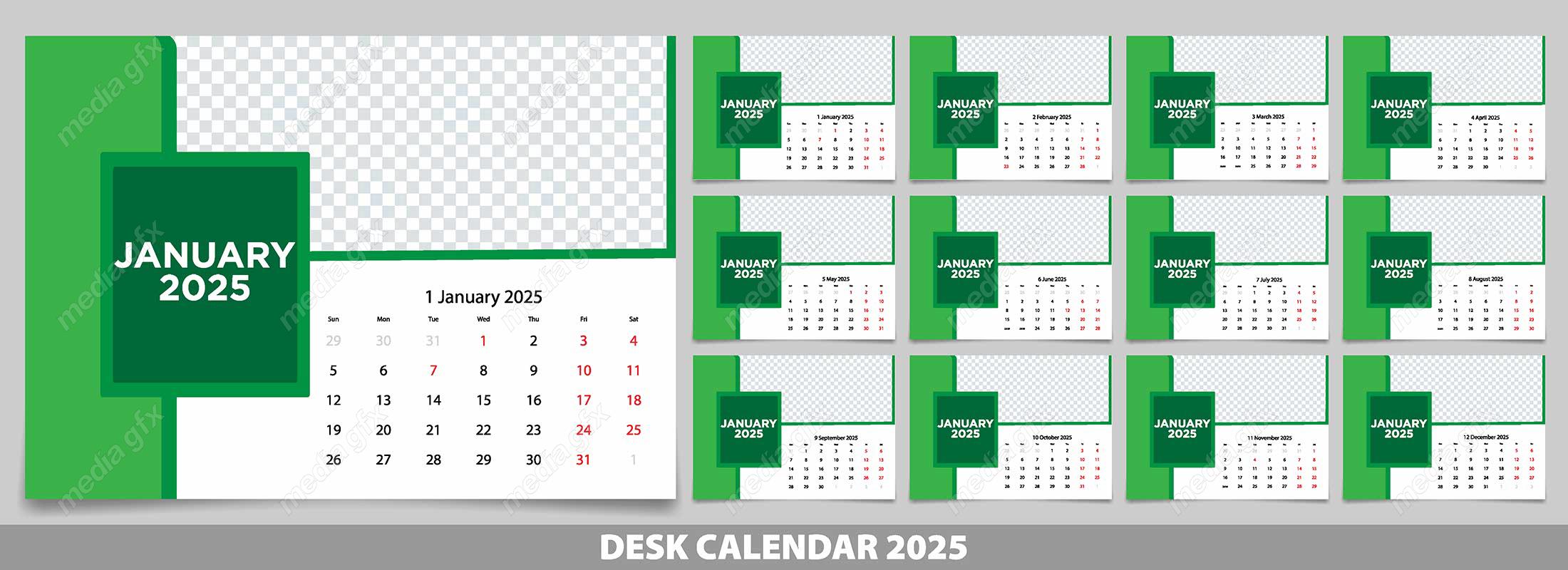 وکتور تمپلیت تقویم رومیزی سال 2025 میلادی MV001593