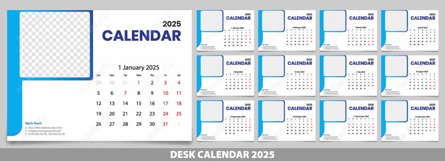 وکتور تمپلیت تقویم رومیزی سال 2025 میلادی MV001594