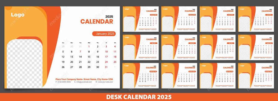 وکتور تمپلیت تقویم رومیزی سال 2025 میلادی MV001595