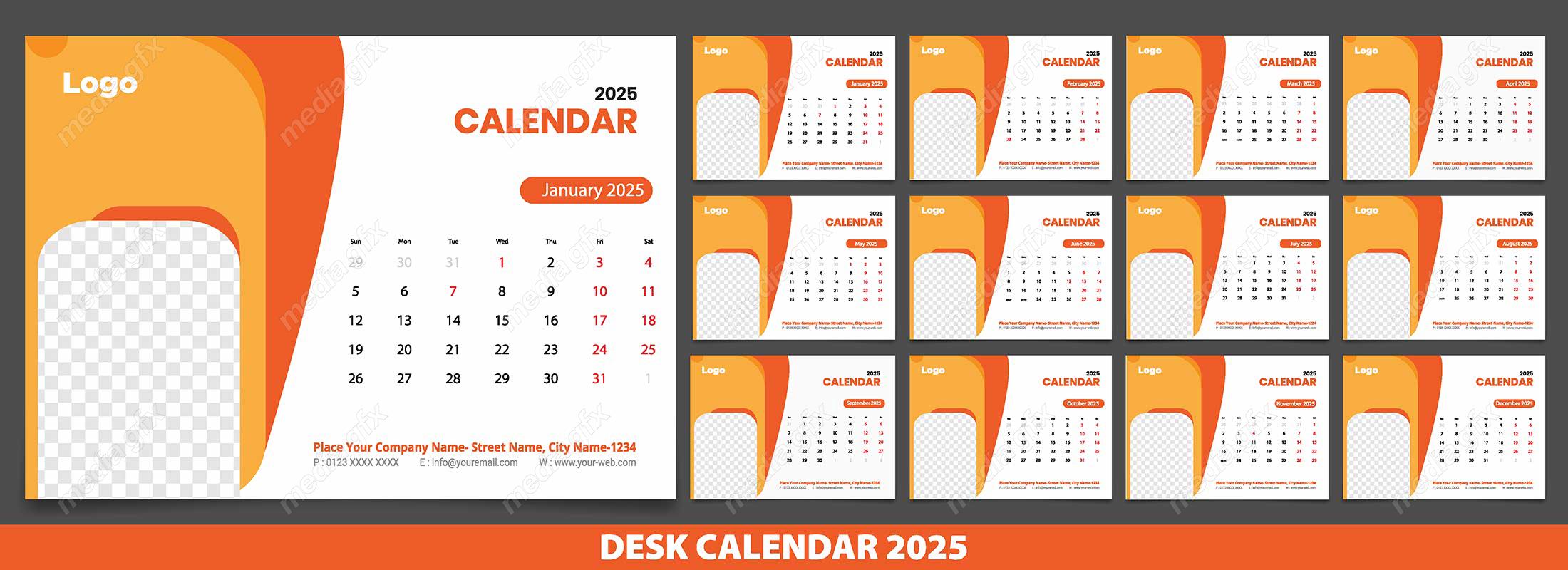 وکتور تمپلیت تقویم رومیزی سال 2025 میلادی MV001595