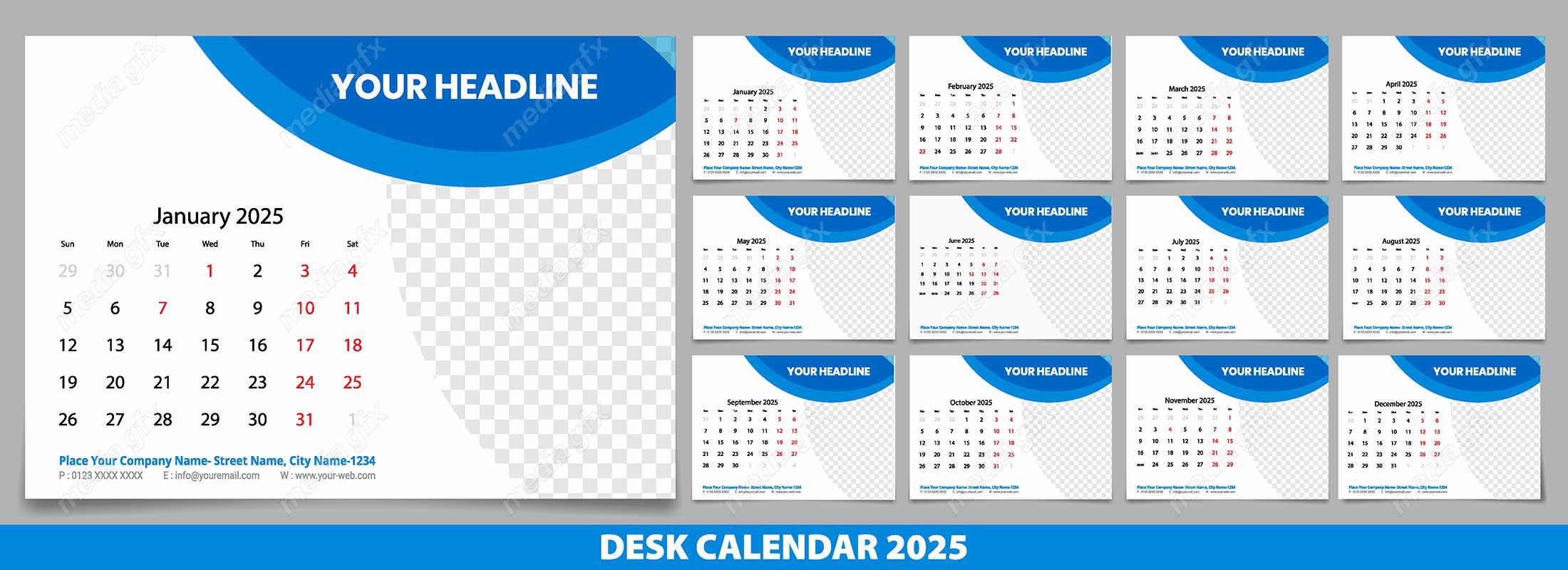وکتور تمپلیت تقویم رومیزی سال 2025 میلادی MV001601