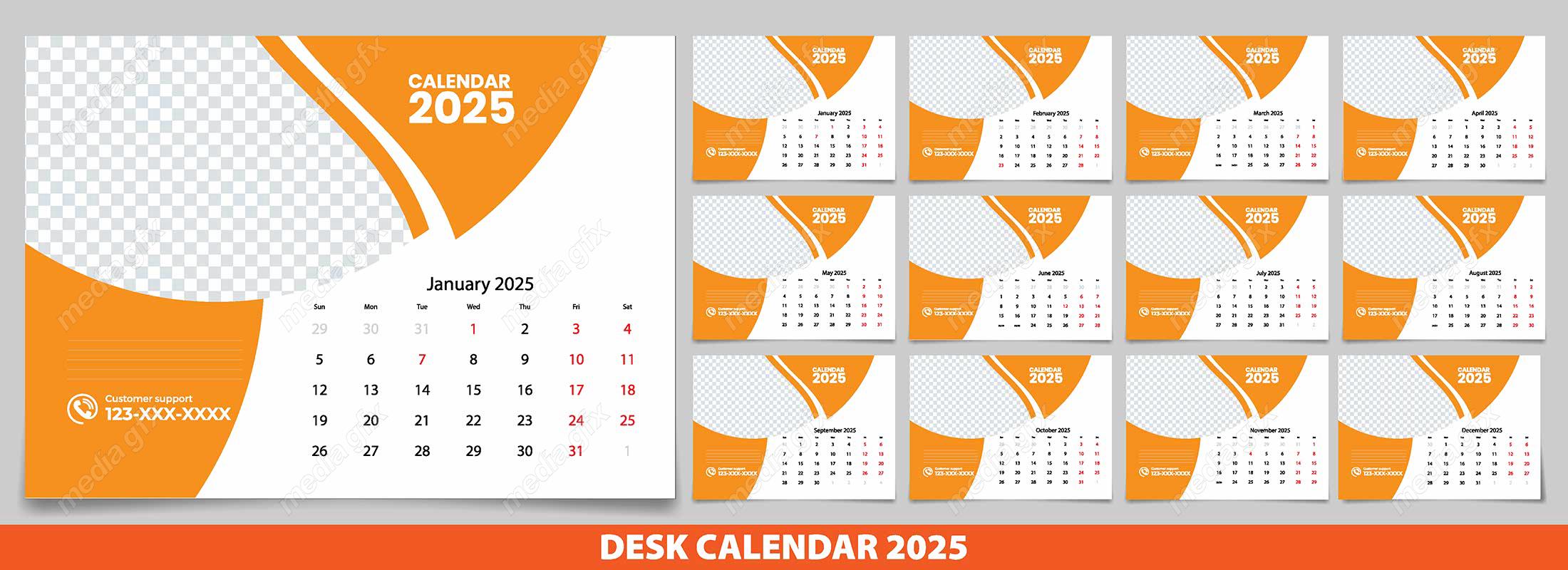 وکتور تمپلیت تقویم رومیزی سال 2025 میلادی MV001604