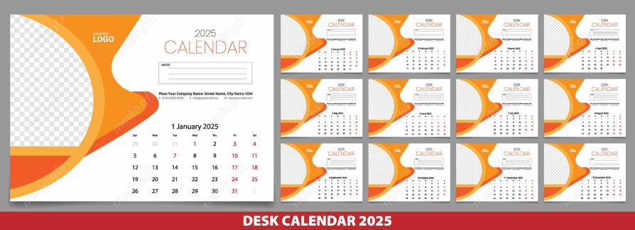 وکتور تمپلیت تقویم رومیزی سال 2025 میلادی MV001607