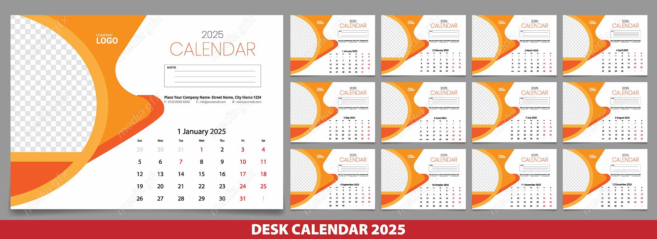 وکتور تمپلیت تقویم رومیزی سال 2025 میلادی MV001607