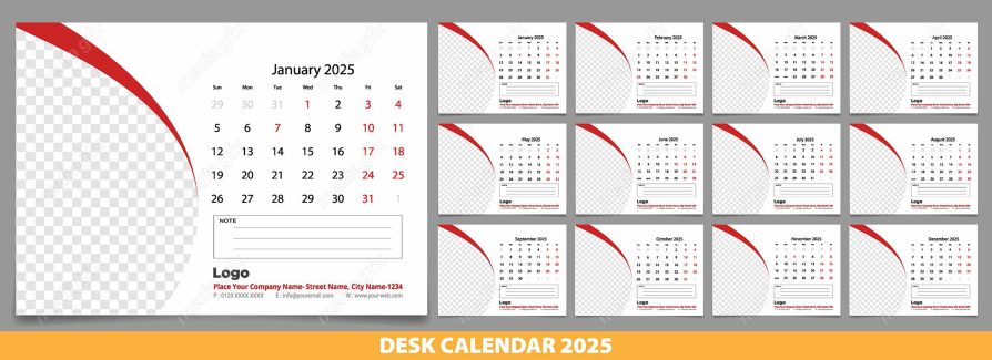 وکتور تمپلیت تقویم رومیزی سال 2025 میلادی MV001608