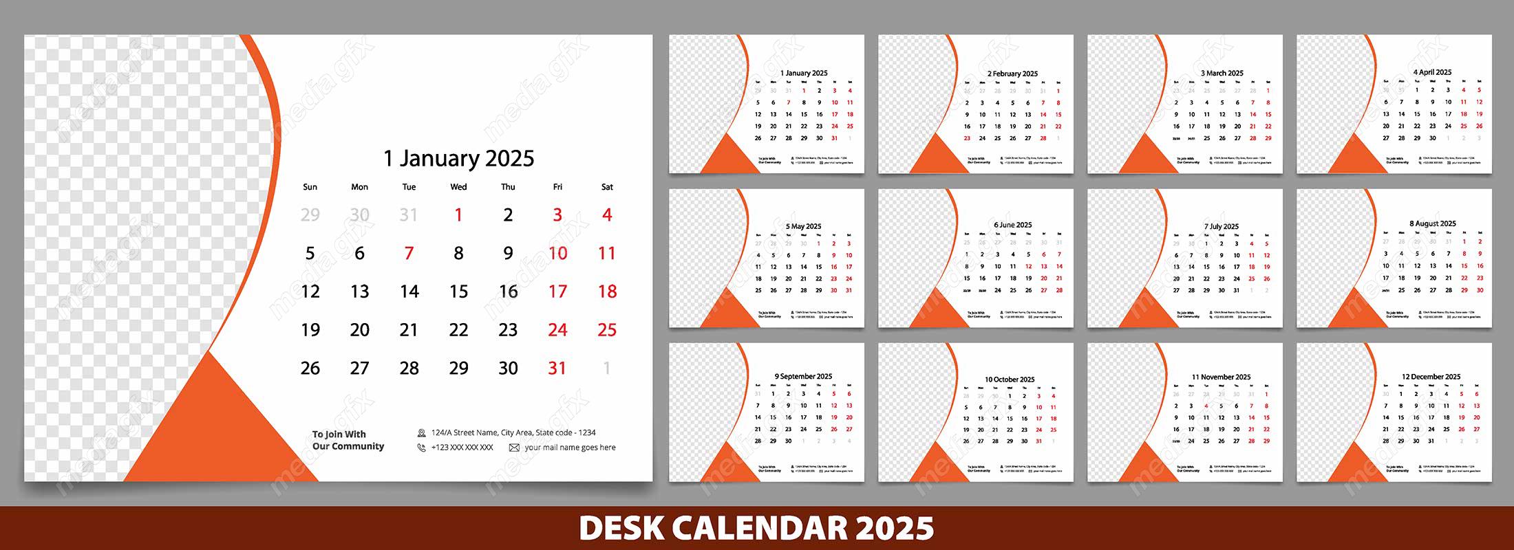 وکتور تمپلیت تقویم رومیزی سال 2025 میلادی MV001609