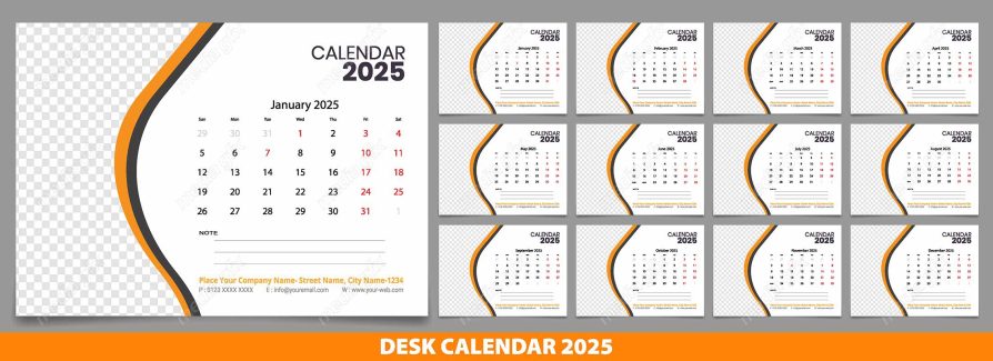 وکتور تمپلیت تقویم رومیزی سال 2025 میلادی MV001610