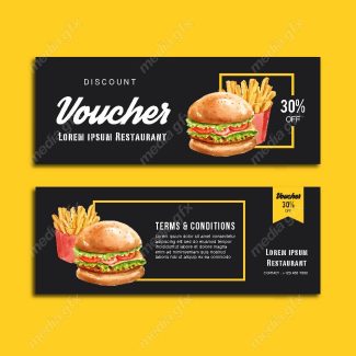 وکتور بنر و لیبل فست فود، پیتزا، سیب زمینی وهمبرگر MV001636