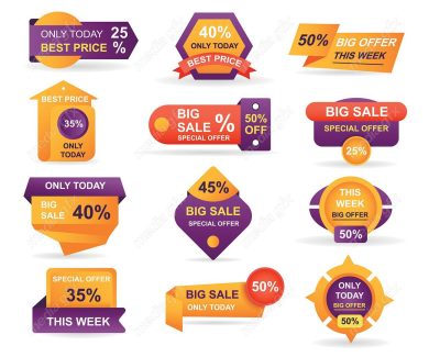 وکتور برچسب و لیبل تخفیف ویژه و شگفت انگیز MV001652
