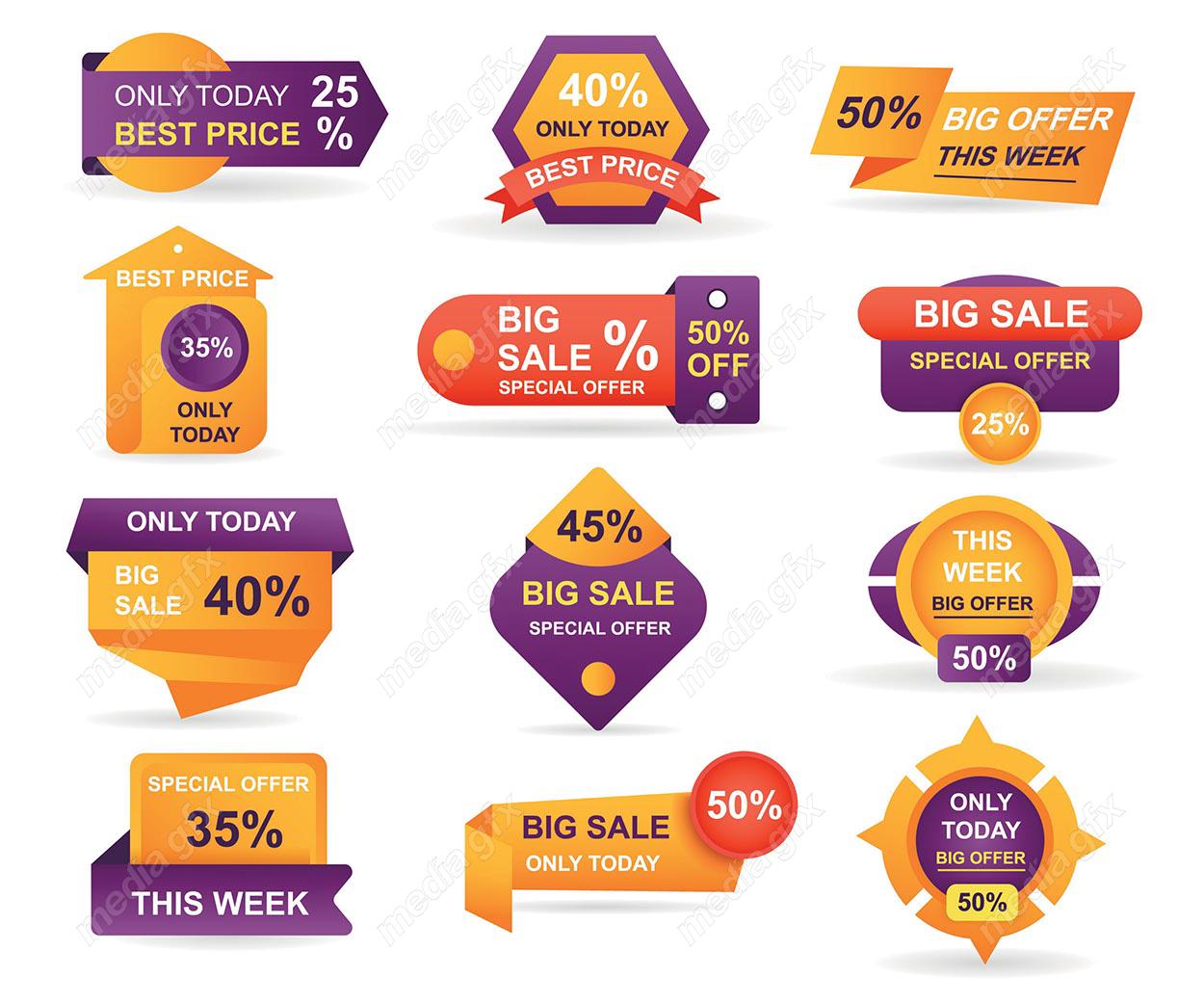 وکتور برچسب و لیبل تخفیف ویژه و  شگفت انگیز MV001652
