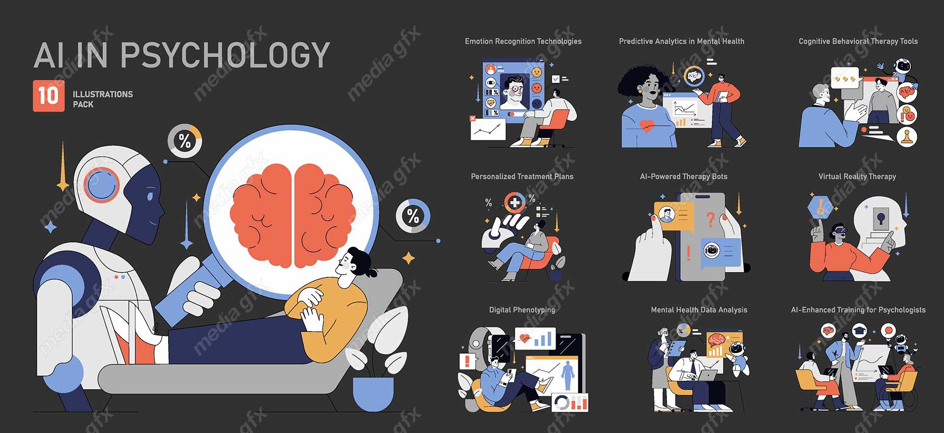 وکتور هوش مصنوعی و روانشناسی، روانپزشکی و روان درمانی MV001701