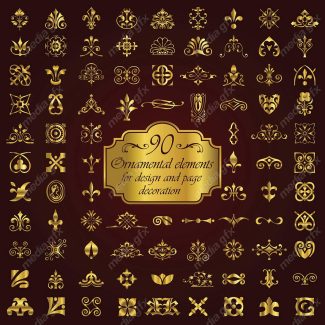 وکتور کادر و حاشیه، جدا کننده و عناصر تزئینی طلایی اسلیمی MV001731