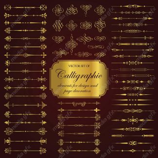 وکتور کادر و حاشیه، جدا کننده و عناصر تزئینی طلایی اسلیمی MV001735