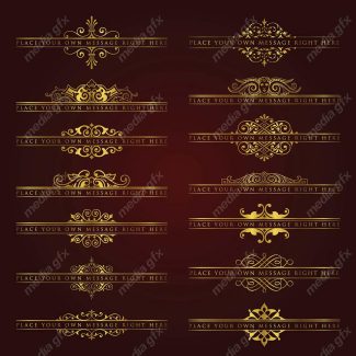 وکتور کادر و حاشیه، جدا کننده و عناصر تزئینی طلایی اسلیمی MV001739