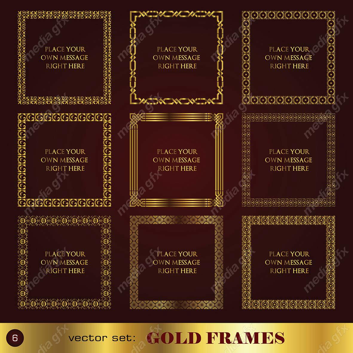 وکتور کادر و حاشیه، جدا کننده و عناصر تزئینی طلایی اسلیمی MV001742